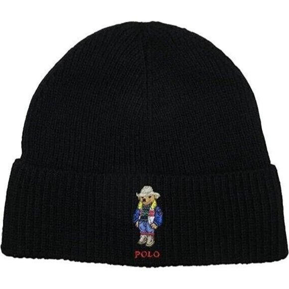 Polo Ralph Lauren Other - Polo Ralph Lauren Men's Black Beanie Embroidered Sporty Cowboy Bear OSFM